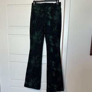 Urban Outfitters Black & Dark Green Patterned Flare Pants